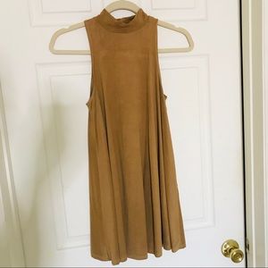 Suede High-neck Mini Dress